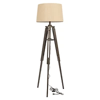 Hello Honey® 5ft. Mid-Century Modern Wood Floor Lamp with Burlap Drum Shade