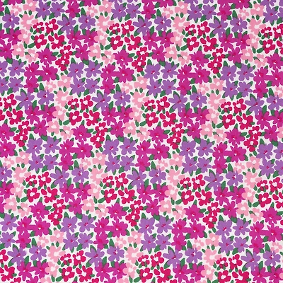 SINGER Ditsy Purple Floral On White Cotton Fabric