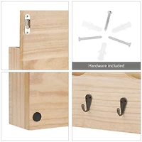 NEX™ Brown Wall Mounted Mail Holder & Organizer with 6 Key Hooks