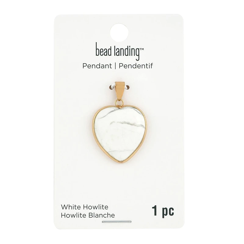 White Howlite Heart Pendant by Bead Landing™