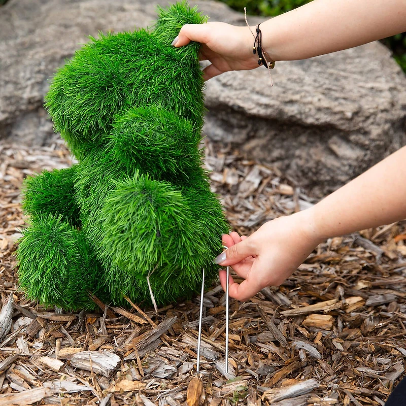 14in. UV Resistant Artificial Grass Garden Plush Topiary Bear (Indoor/Outdoor)