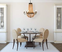 Hello Honey® 38" Brown Rustic Metal and Draped Wood Bead Chandelier