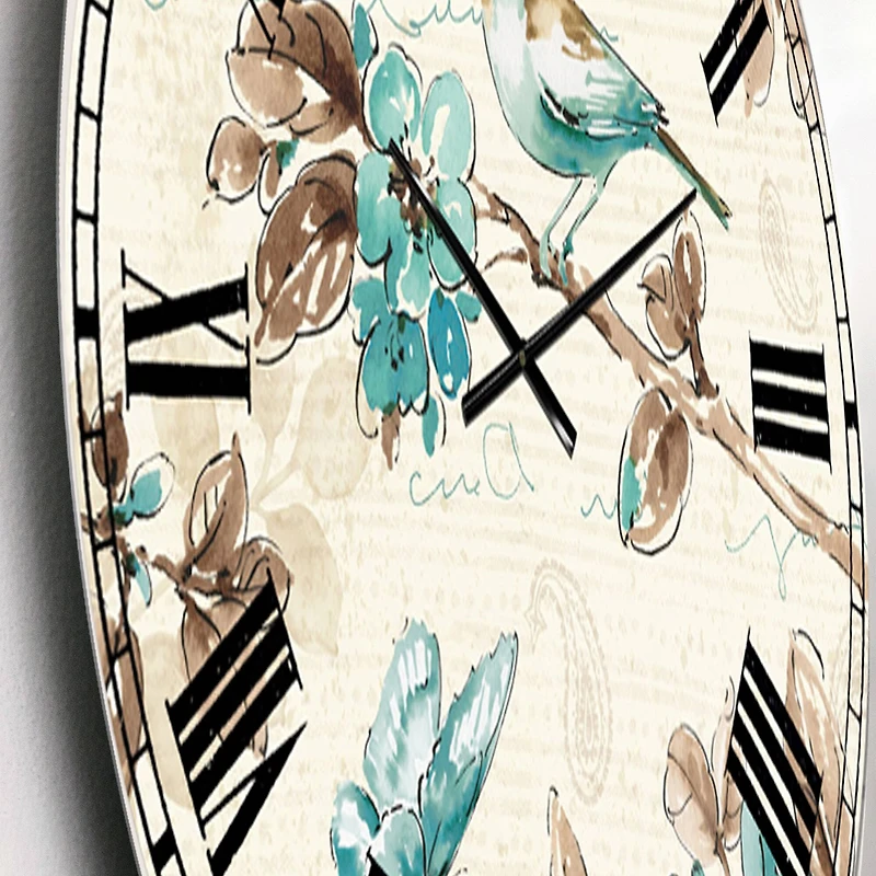 Designart 'Beige Bird Wings Traditional Wall Clock