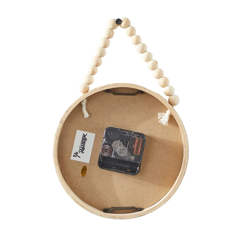 10" Traditional White Wood Wall Clock with Rope Strap Set