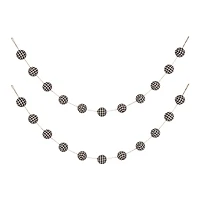 Glitzhome® 6ft. Black & White Plaid Fabric Garland, 2ct.