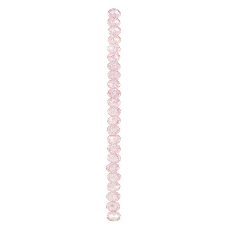 Pink Faceted Large Hole Glass Rondelle Beads by Bead Landing
