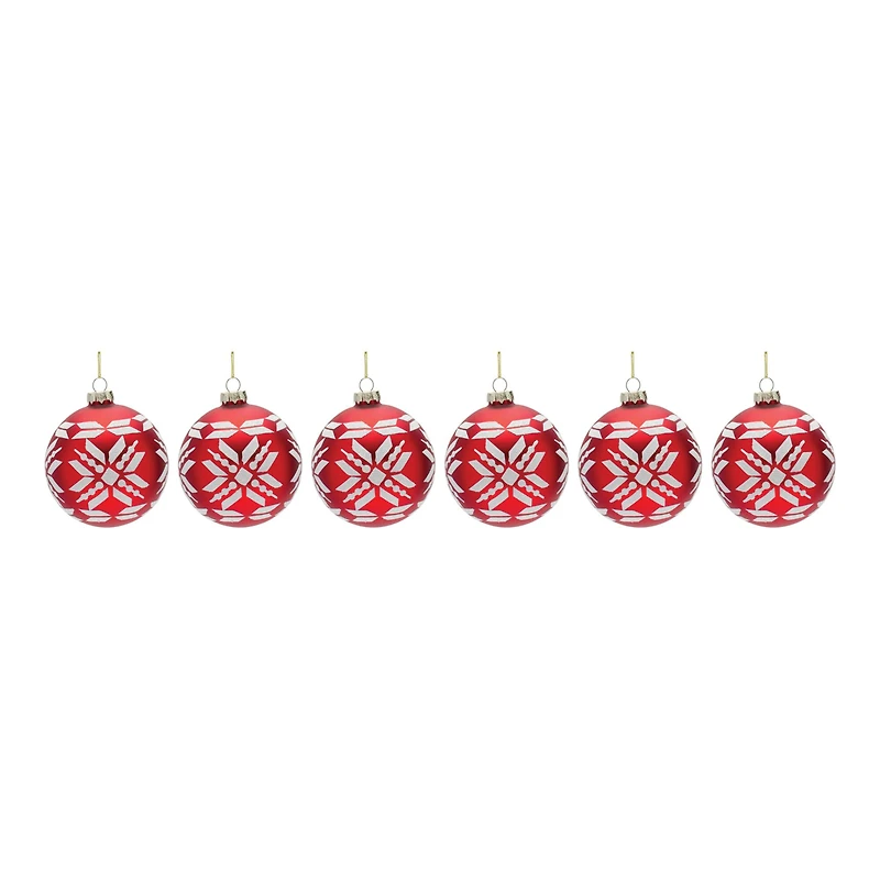 6ct. Nordic Snowflake Glass Ball Ornament