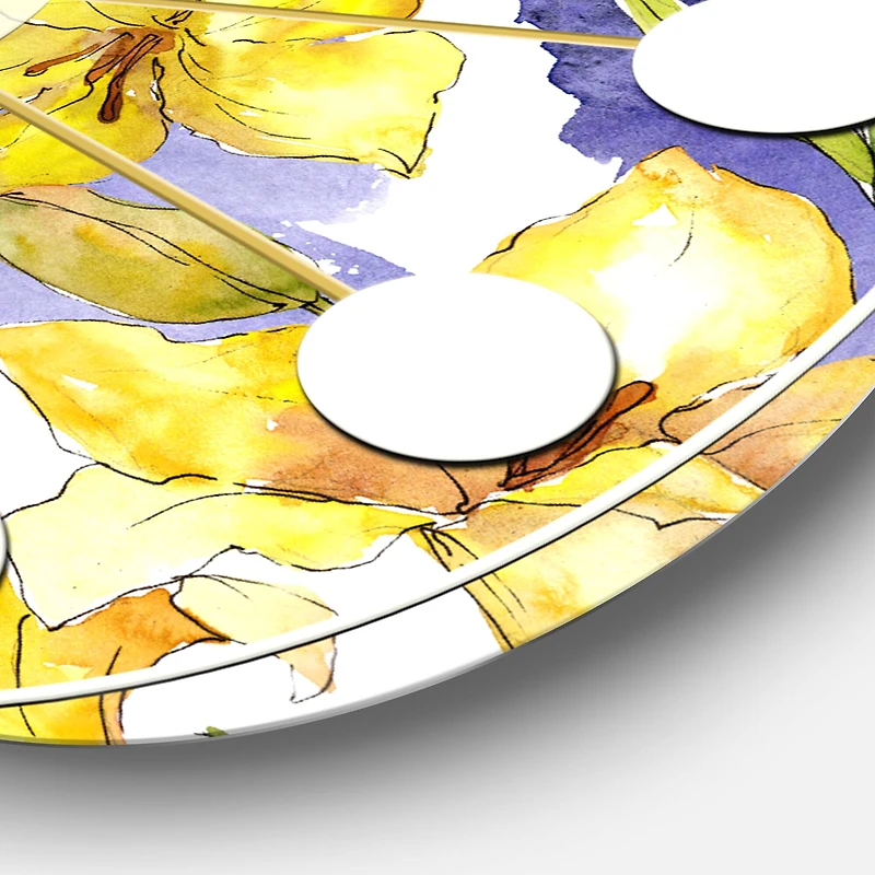 Designart 'Retro Handdrawn Poppies V Mid-Century Modern Wall Clock