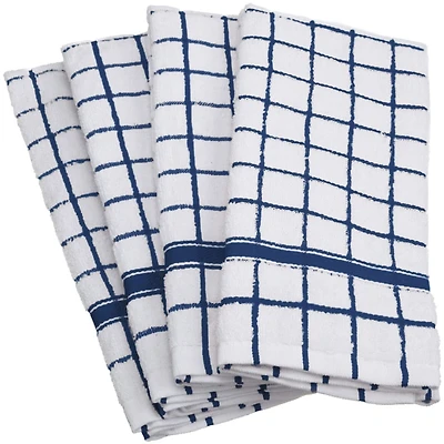 DII® Blue Windowpane Terry Dishtowel, 4ct.