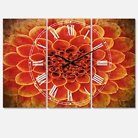 Designart Abstract Orange Flower Design Multipanel Wall Clock