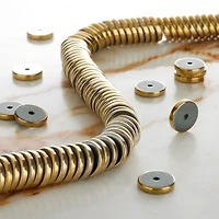 Gold Hematite Heishi Beads by Bead Landing