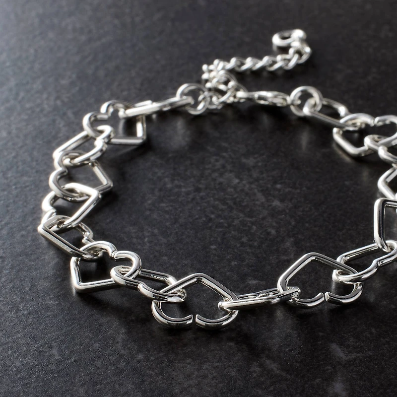7.5" Silver Heart Charm Bracelet by Bead Landing™