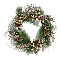 22" Acorn, Pinecone & Flocked Pine Needle Wreath