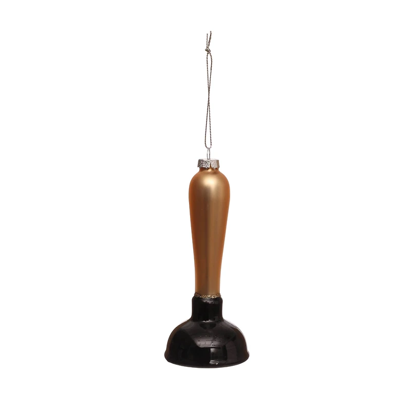5.25" Black & Gold Plunger Glass Ornament by Ashland®