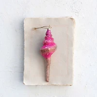 Hello Honey® 8.25" Pink Ombre Glass Conch Ornament with Beads