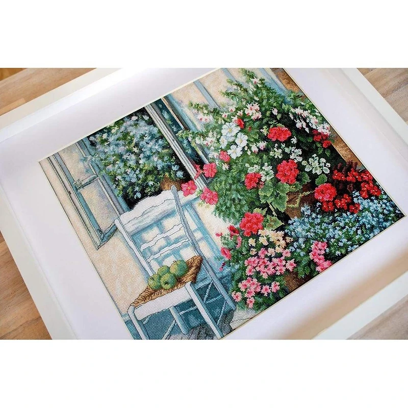 Luca-s Terrace With Flowers Counted Cross Stitch Kit