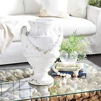 White Fiberglass Farmhouse Vase, 18" x 11" x 11"