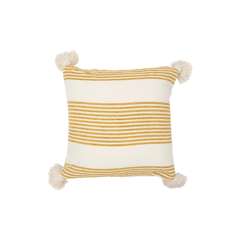Hello Honey® Cream & Mustard Striped Pillow with Tassels