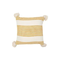Hello Honey® Cream & Mustard Striped Pillow with Tassels