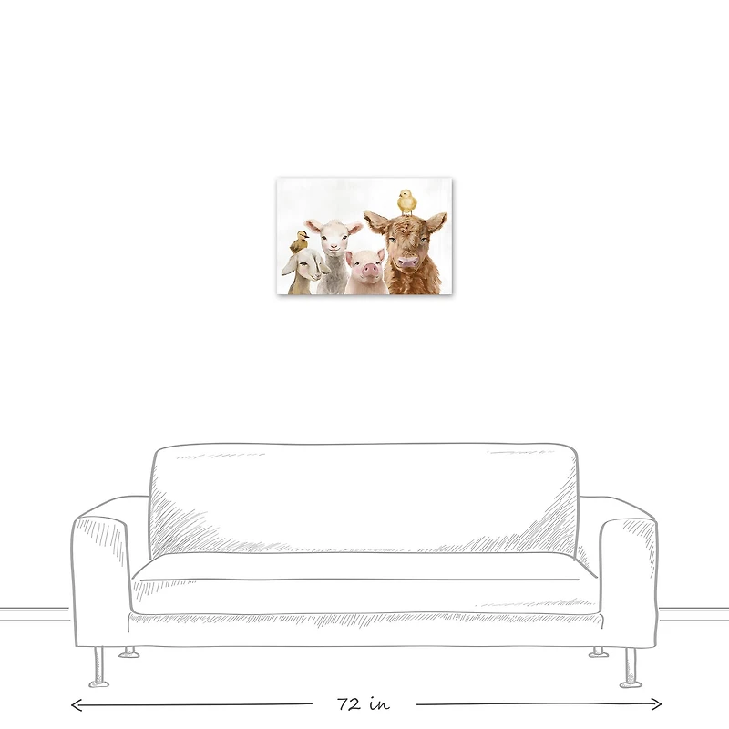 Baby Farm Animals 24" x 16" Canvas Wall Art
