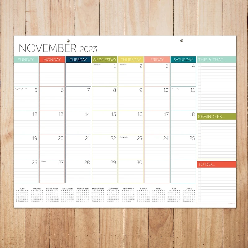 TF Publishing 2023 - 2024 Rainbow Blocks Large Desk Pad Monthly Blotter Calendar