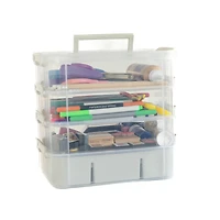 Everything Mary Four Tray Plastic Storage Organizer