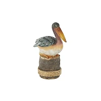 12" Teal Pelican Textured Sitting Sculpture
