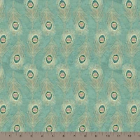 Springs Creative Mint Peacock Feathers Cotton Fabric