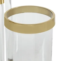 The Novogratz Gold Stainless Steel Contemporary Lantern, 18" x 11" x 11"