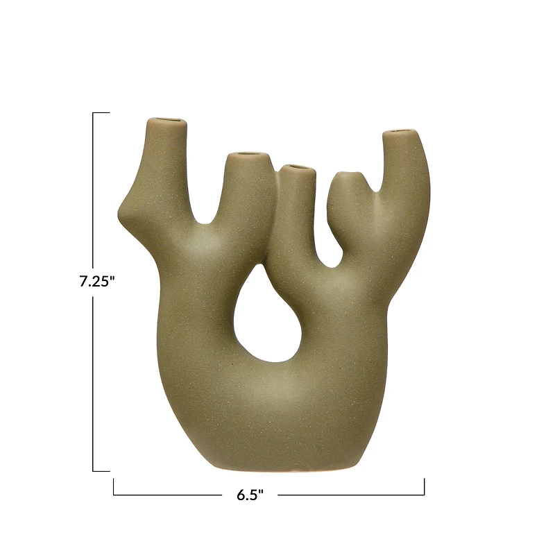 Hello Honey® 7.5" Green Abstract Coral Shaped Stoneware Vase