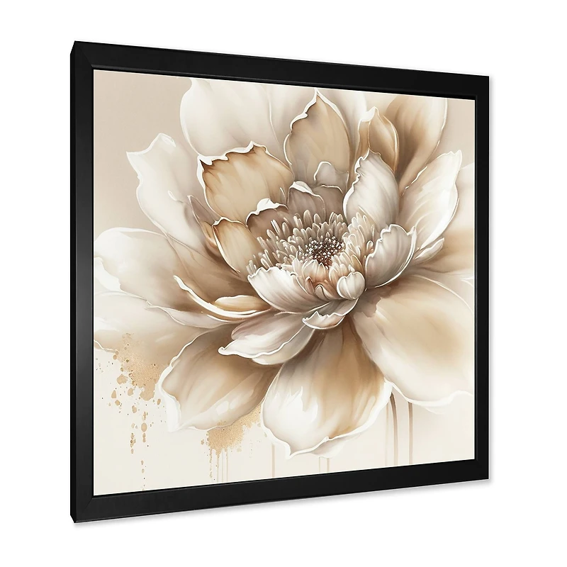Designart 'Blooming Beige Floral Design III' Floral & Botanical Framed Canvas Wall Art