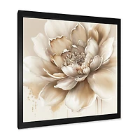 Designart 'Blooming Beige Floral Design III' Floral & Botanical Framed Canvas Wall Art