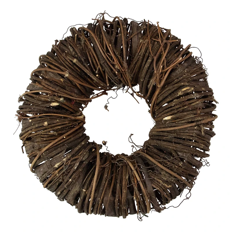 12" Brown Rustic Twig & Tree Bark Artificial Spring Wreath