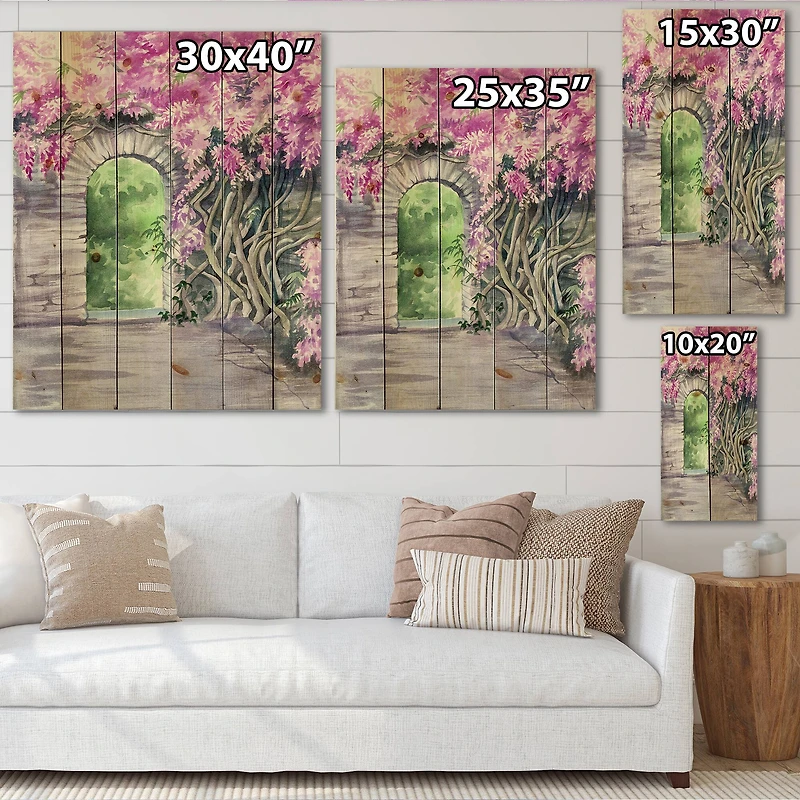 Designart - Blossoming Wisteria Garden Over The Wall
