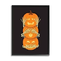 Stupell Industries Hear See Speak No Evil Pumpkins Framed Giclee Art