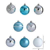 64ct. 3" Blue & Silver Shatterproof Ball Ornaments