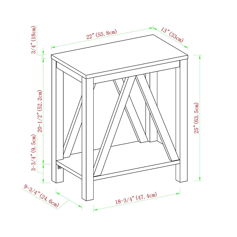 Walker Edison Faux White Marble & Natural Walnut A-Frame Side Table
