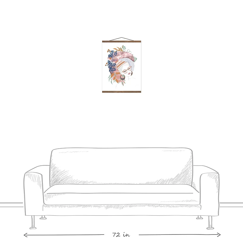 Portrait Drawing Rework Teak Hanging Canvas