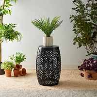 Glitzhome® 18.25" Multifunctional Solar Powdered Iron Leaf Cutout Garden Stool