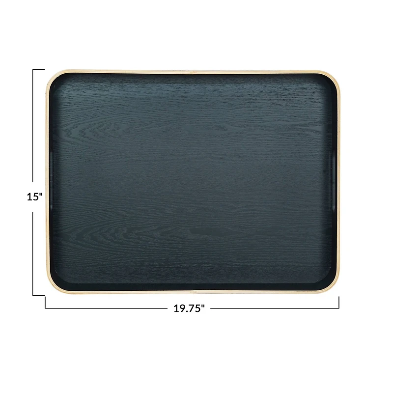 Hello Honey® 19.75" Black Oak Wood Serving Tray with Handles