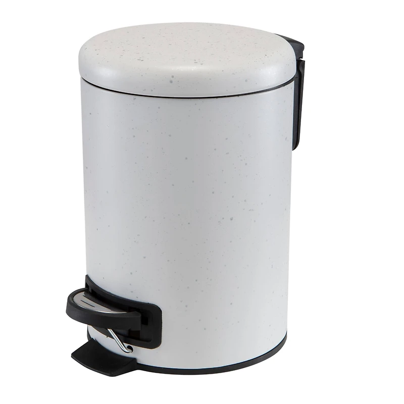 Elle Décor White Speckled Design Step Bin with Lid Trash Can