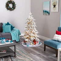 5ft. Pre-Lit Flocked Grand Northern Rocky Fir Artificial Christmas Tree, Warm White Micro LED Lights