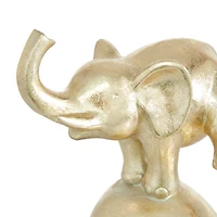Gold Polystone Contemporary Elephant Sculpture, 10" x 8" x 6"