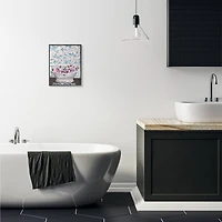 Stupell Industries Pink & Blue Flower In Bath Tub Black Framed Wall Art