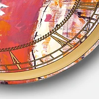 Designart 'Orange Glam Natural Wood Glam Wall Clock