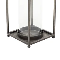 Black Iron Modern Candle Holder Lantern, 16" x 6" x 6"