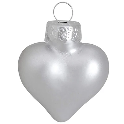 Whitehurst 56ct. 2" Matte Silver Glass Heart Ornaments