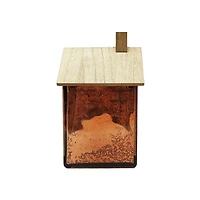 8" Brown Glass House with Woodgrain Roof Tabletop Décor by Ashland