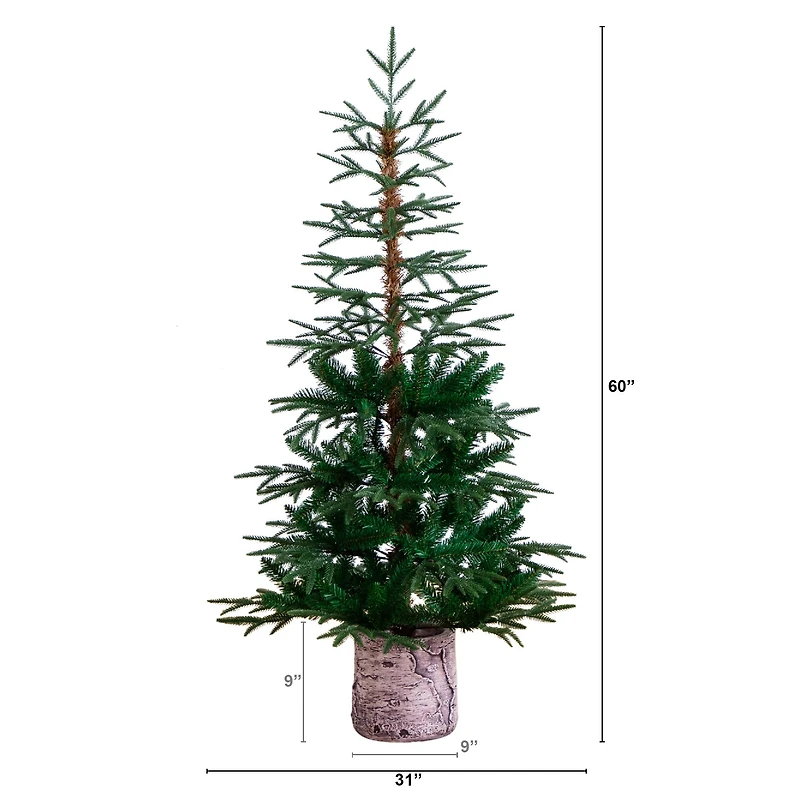 5ft. Unlit Woodland Fir Artificial Christmas Tree in Decorative Planter
