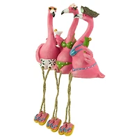 9" Three Amigos Beach Flamingos Outdoor Garden Statue